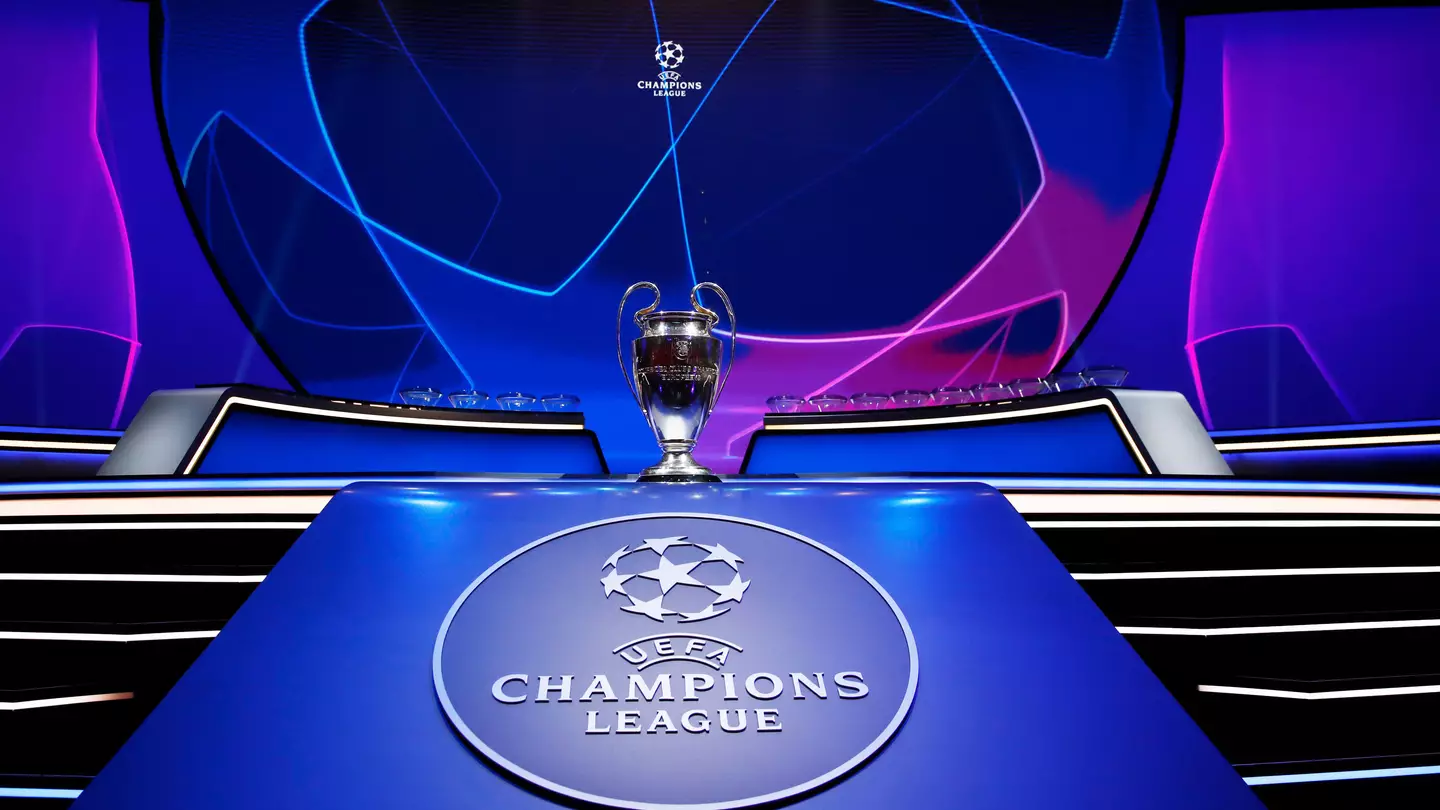  General view of the Champions League trophy before the draw. (Alamy)