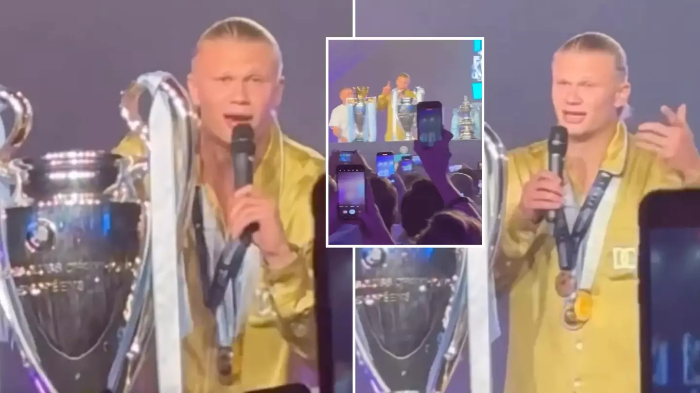 Erling Haaland only wanted to sing one song at the Man City parade, fans loved it