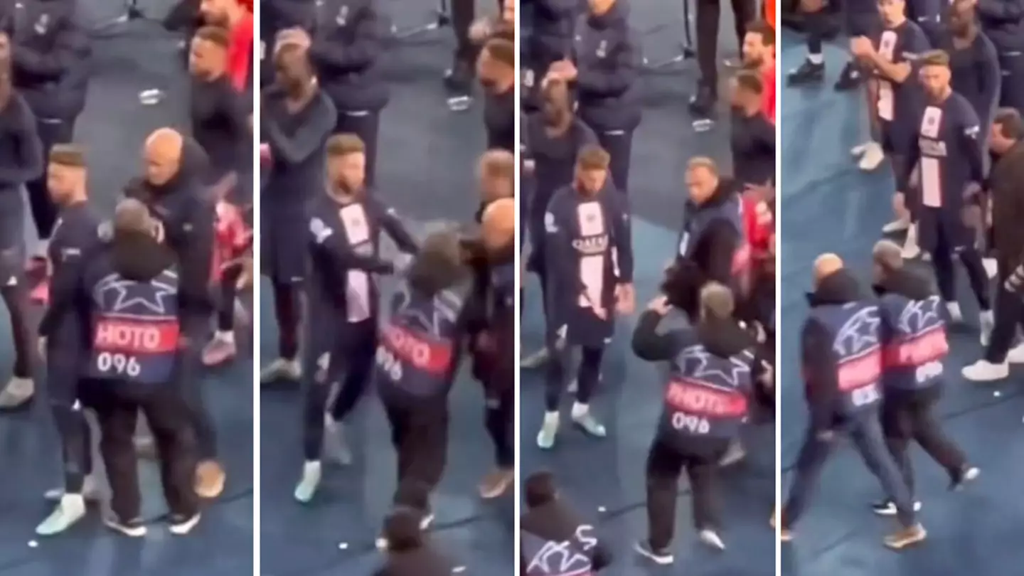 Sergio Ramos aggressively pushes photographer after PSG's Champions League loss to Bayern Munich