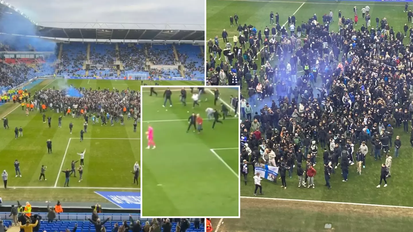 Reading game abandoned after mass pitch invasion in 16th minute