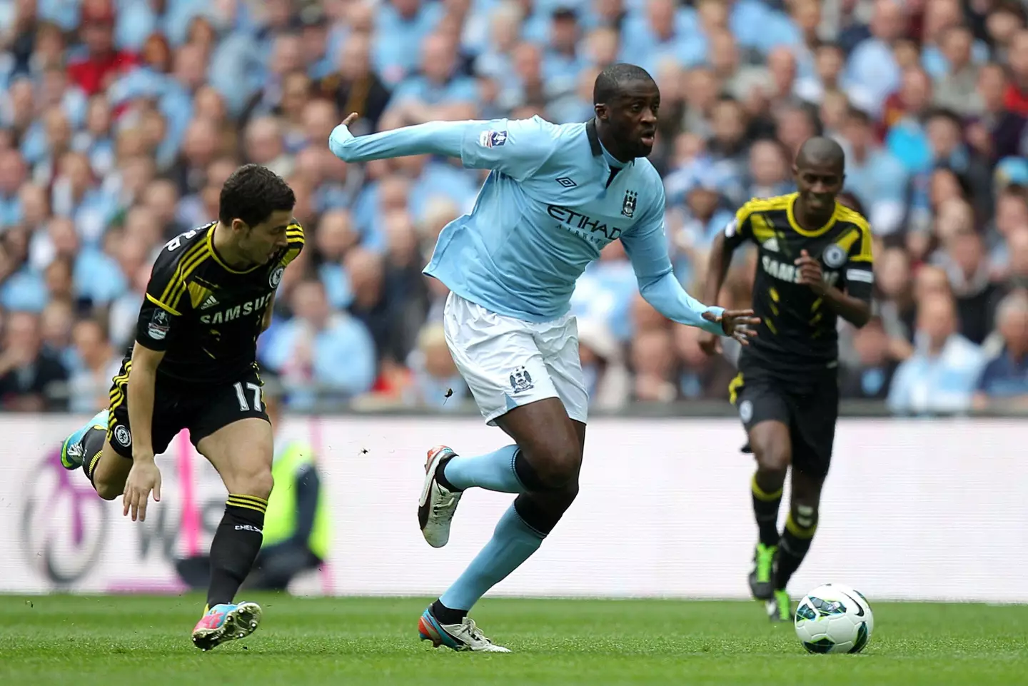 Toure and Hazard during their time at Manchester City and Chelsea. (Image