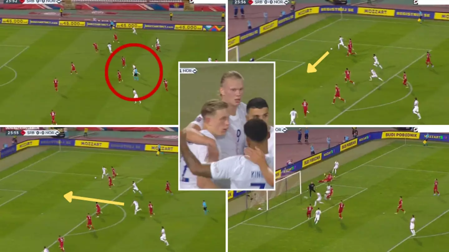 Erling Haaland Showcases Insane Pace To Score For Norway Against Serbia