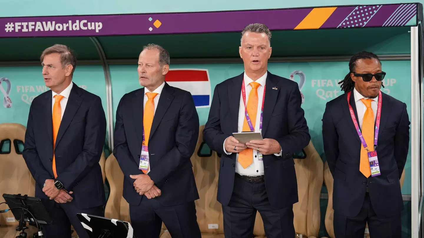 Van Gaal and his staff prior to Monday's clash with Senegal. (Image