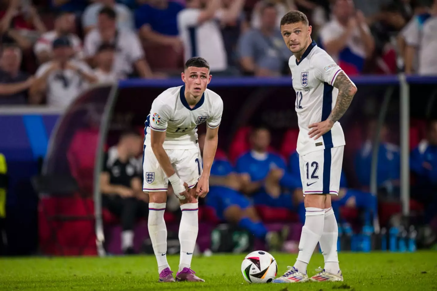 Kieran Trippier and Phil Foden have both started on the left for all of England's Euro 2024 matches. (Image: Getty)
