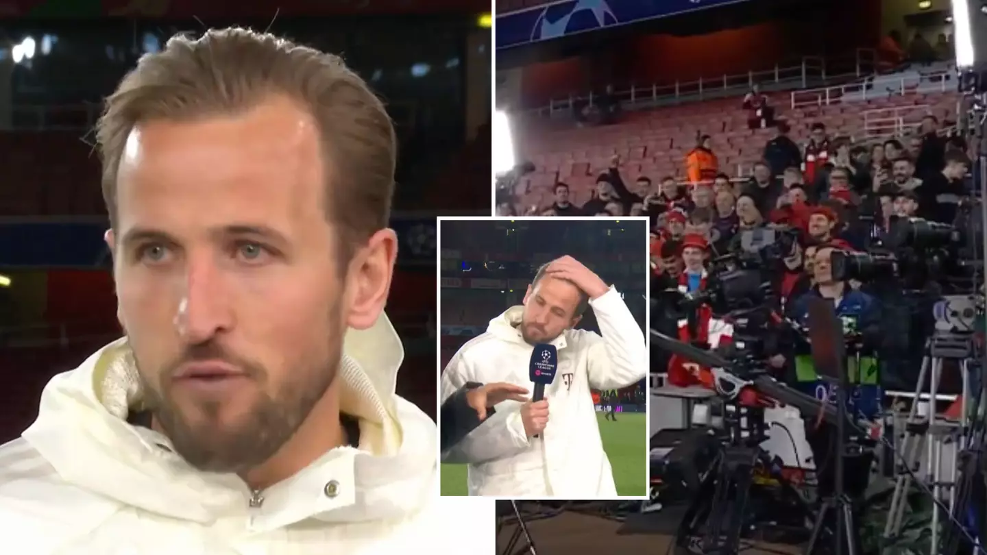 Arsenal fans crash Harry Kane's TV interview with X-rated chants after Champions League thriller