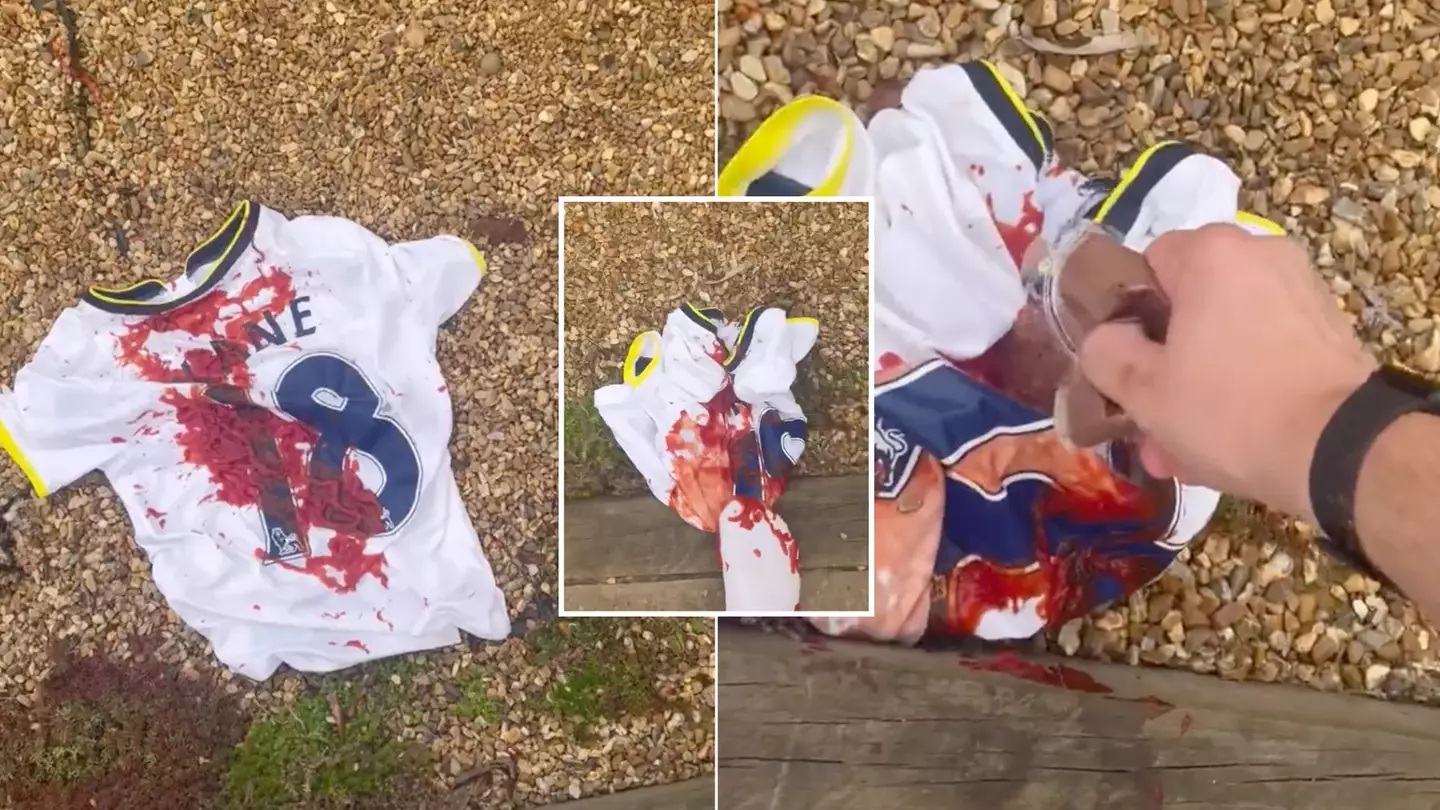 Bizarre footage emerges of Tottenham Hotspur fan destroying Harry Kane shirt