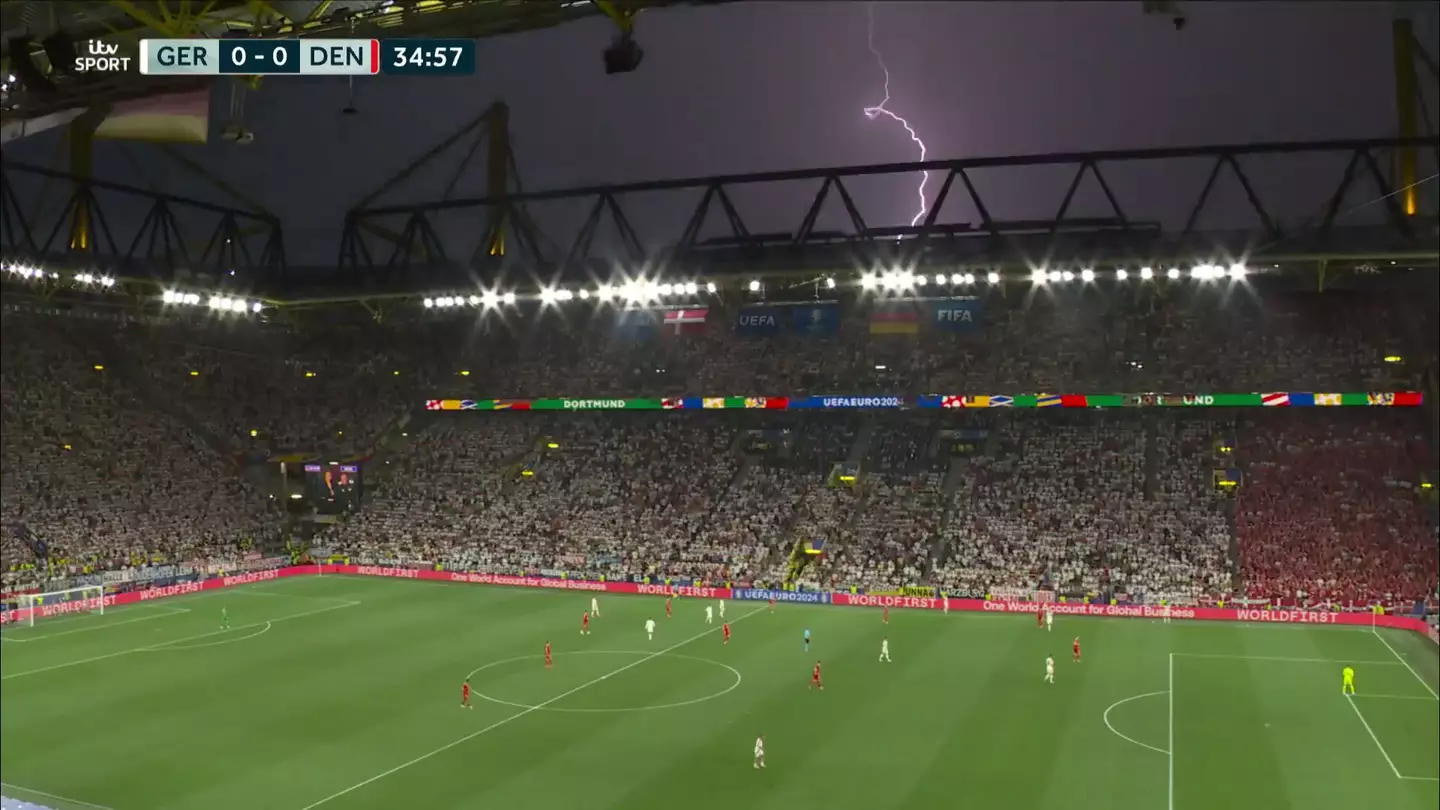 Lightning halted the game at Euro 2024 (ITV)