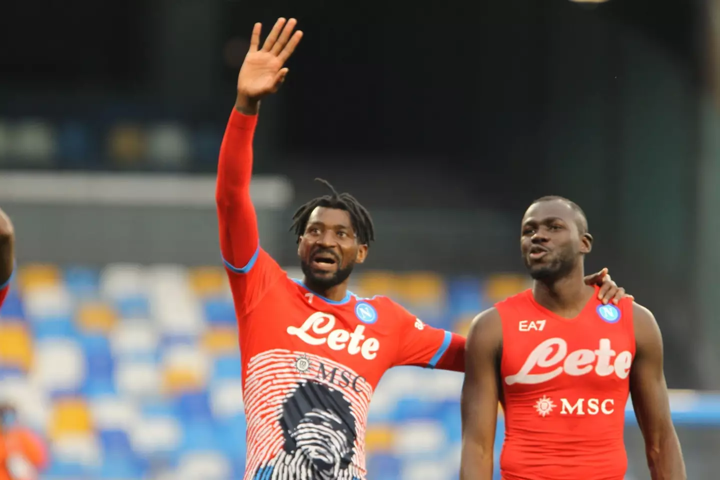 Zambo Anguissa and Koulibaly after a Napoli game. (Image