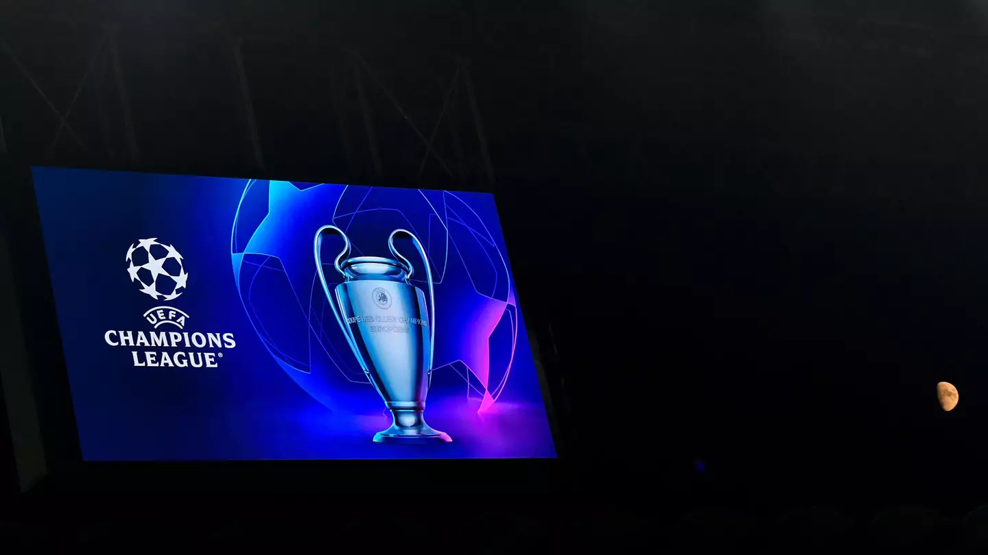 Champions League logo and trophy appear on the display. (Alamy)