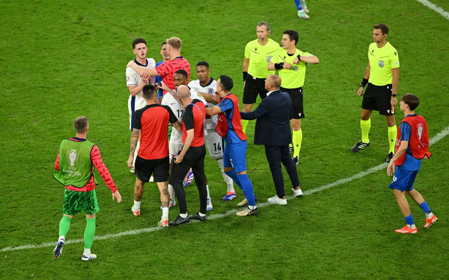 Rice was involved in a heated moment after England's win over Slovakia (Image: Getty)