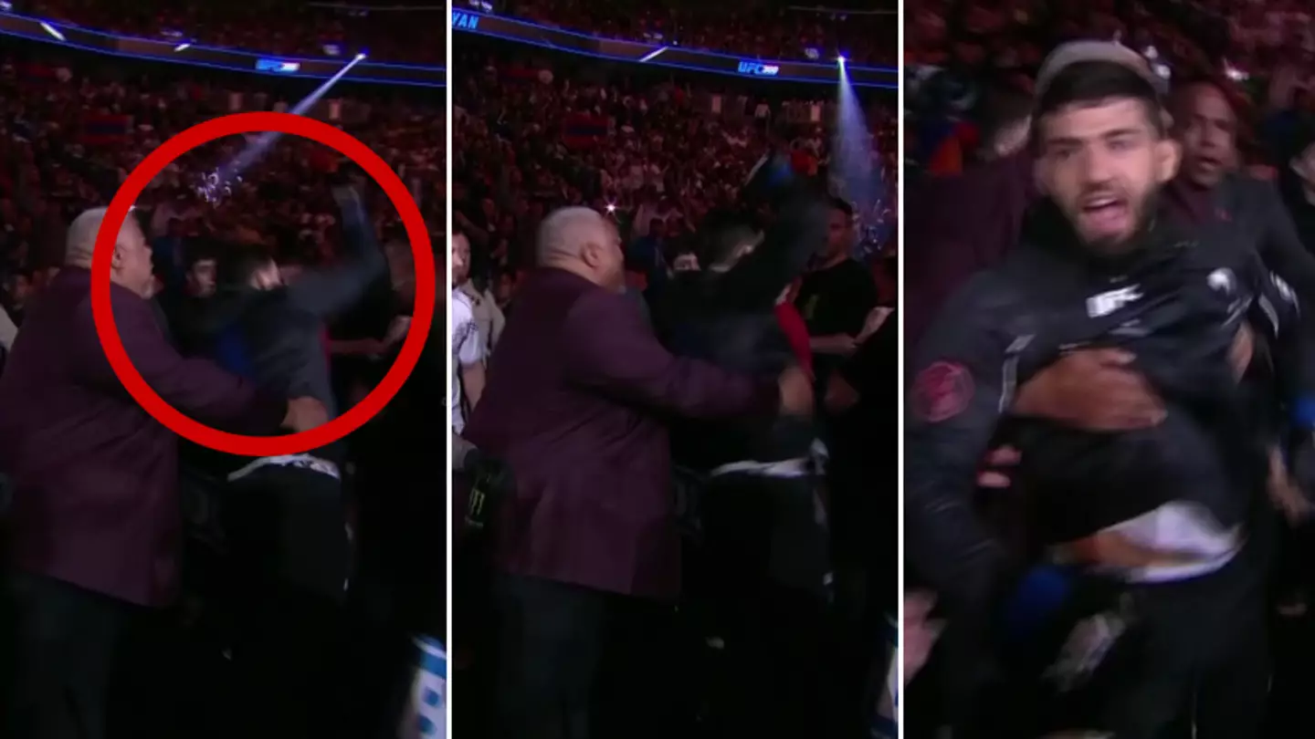 Arman Tsarukyan appears to punch fan during walkout at UFC 300 