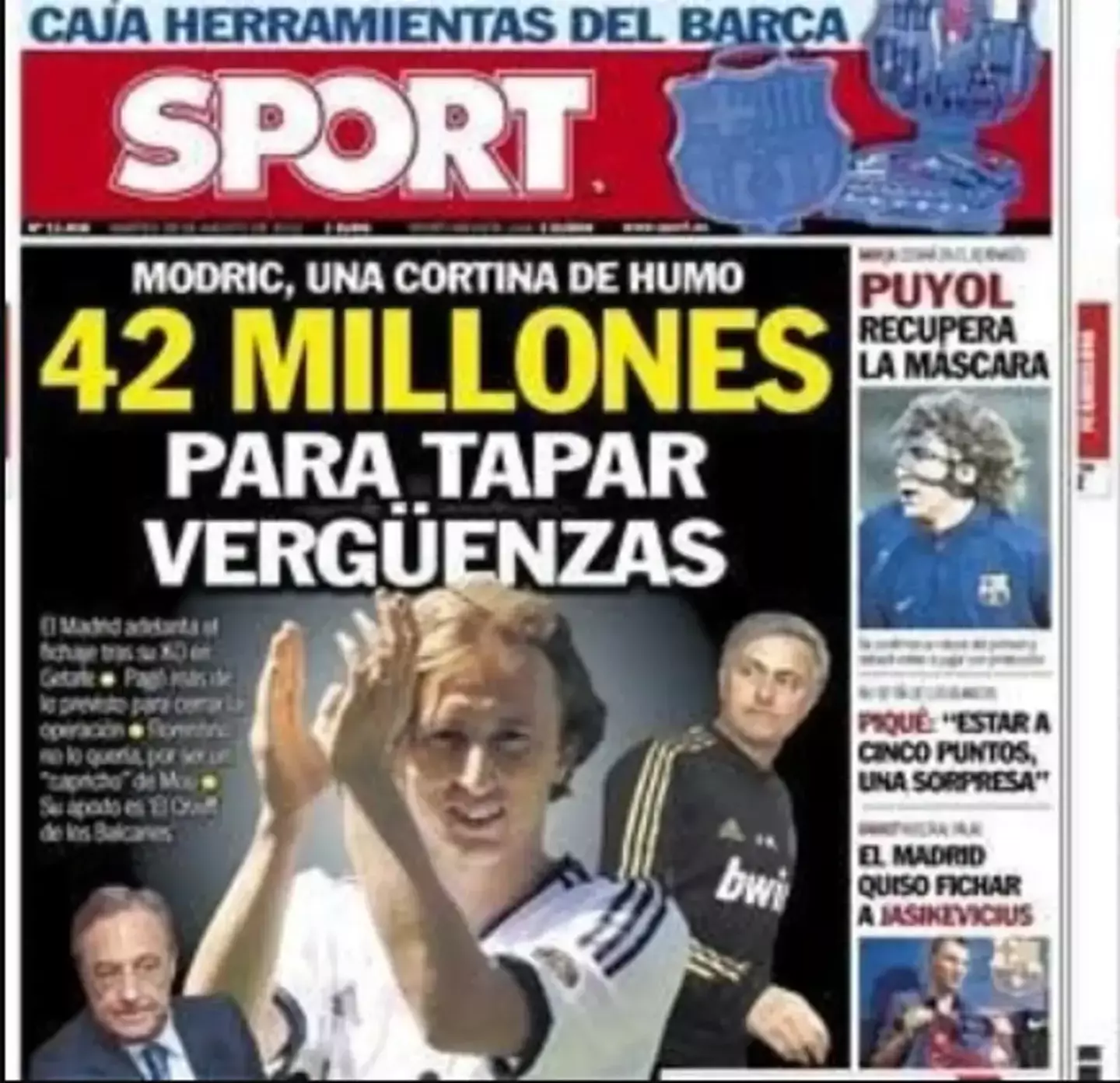 The SPORT report on Modric's poor start to life in Madrid. Image: SPORT