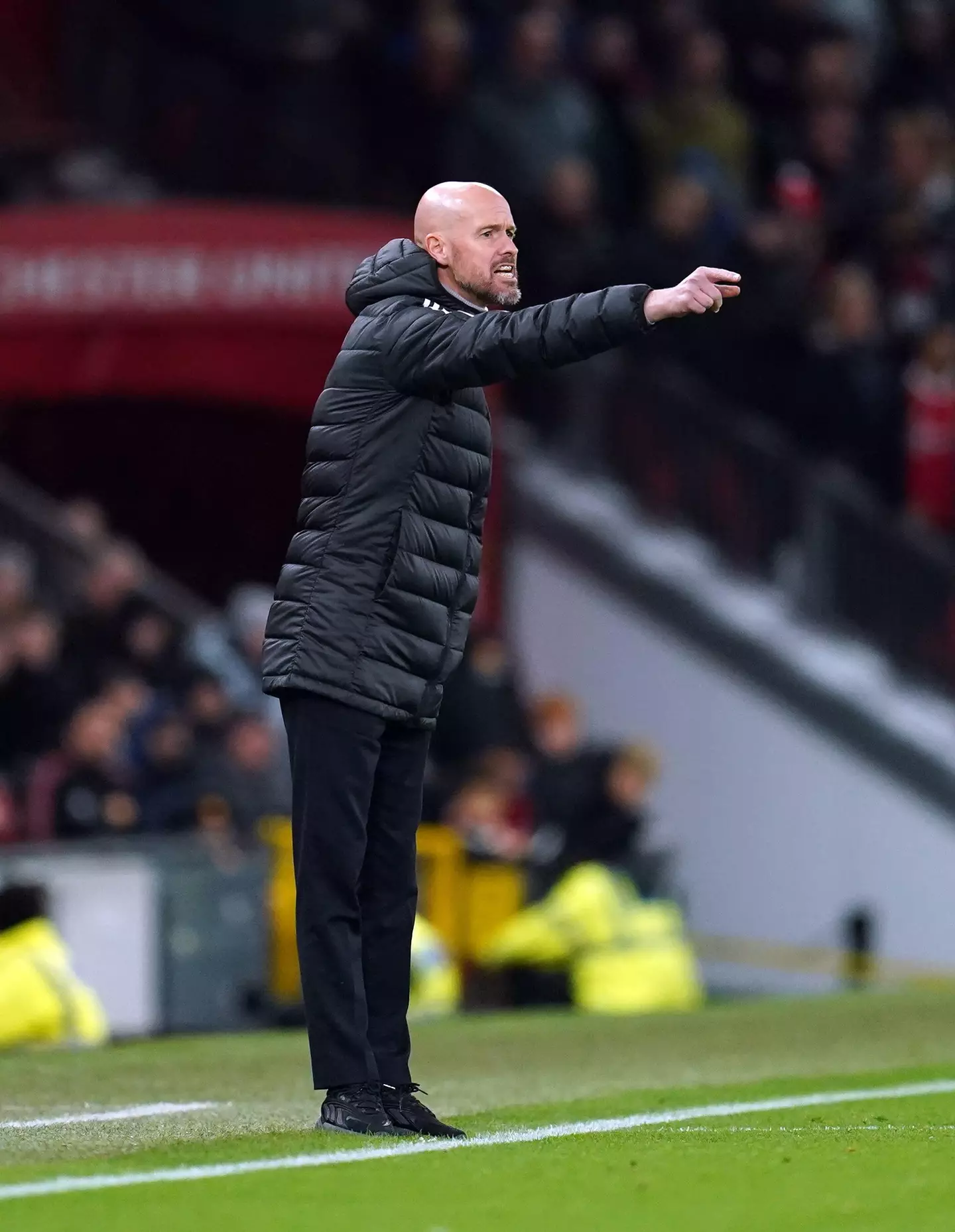 Manchester United manager Erik ten Hag on the touchline during the Premier League match at Old Trafford. (Alamy)