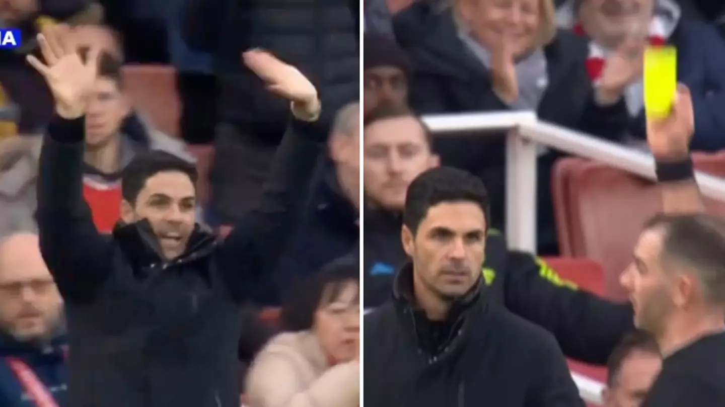Arsenal fans furious after Mikel Arteta 'booked for waving' during Brighton clash
