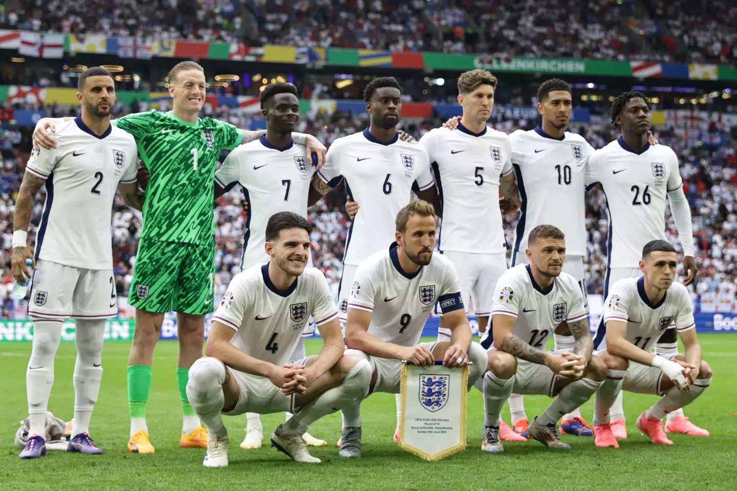 England player line-up ahead of their game against Slovakia. Image: Getty 