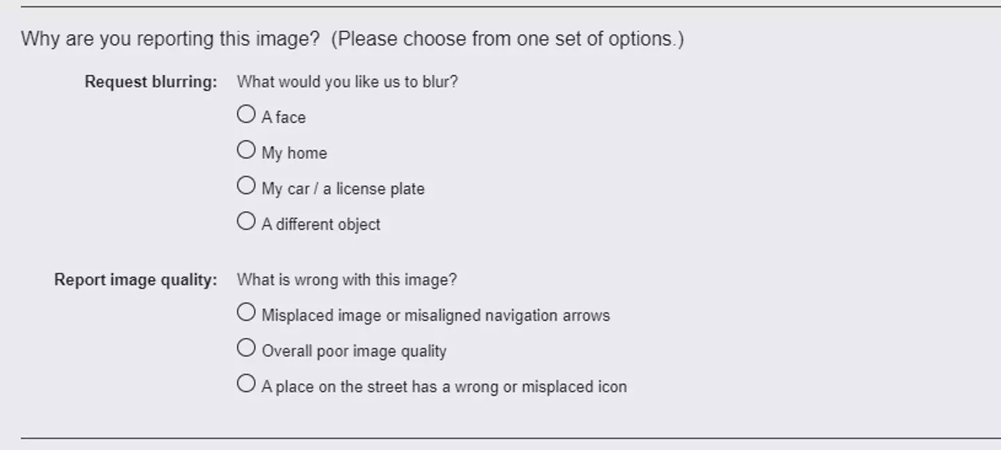This is what the form looks like if you want to blur out your house.