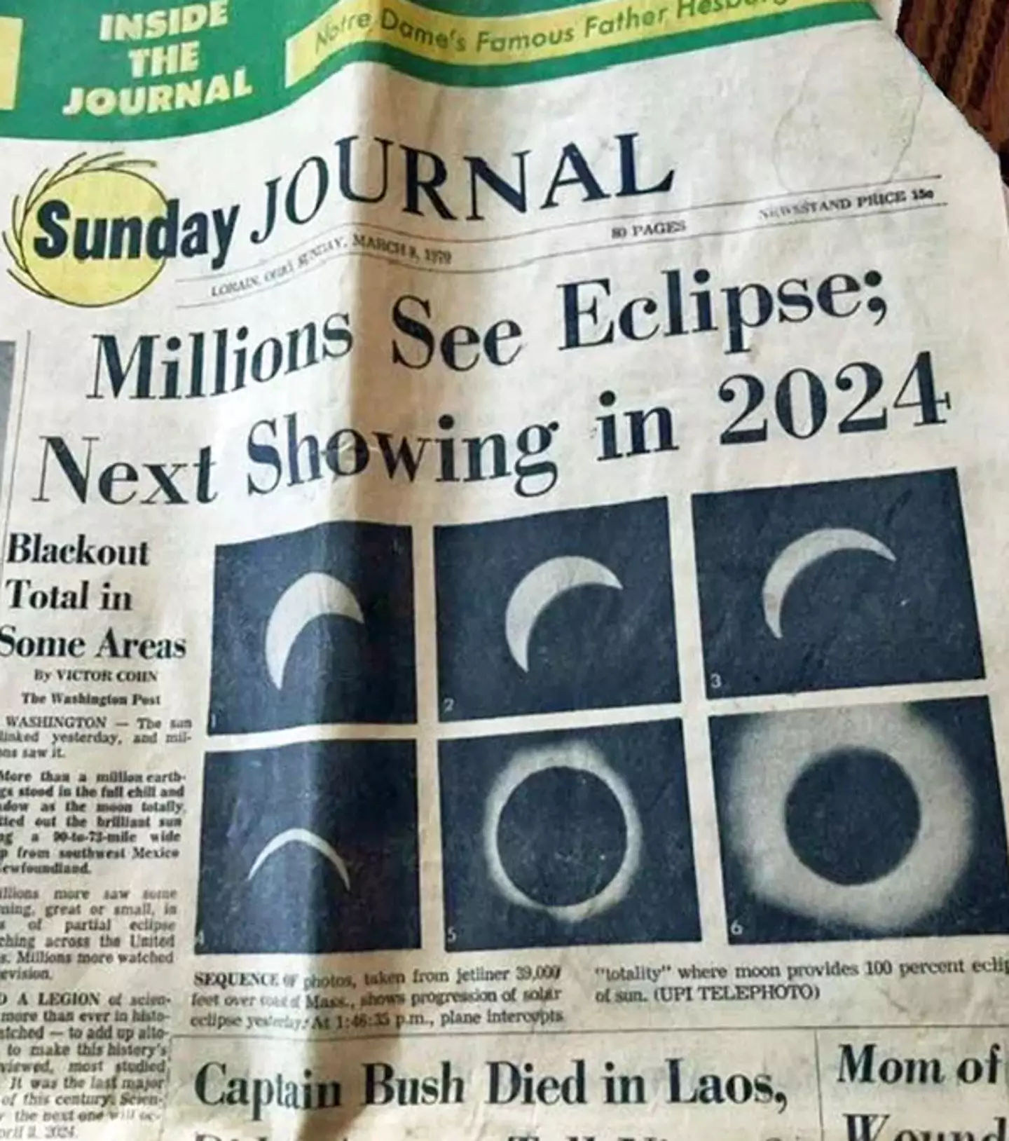 The 1970s newspaper predicted the solar eclipse in 2024 / Fleegle1834/Reddit
