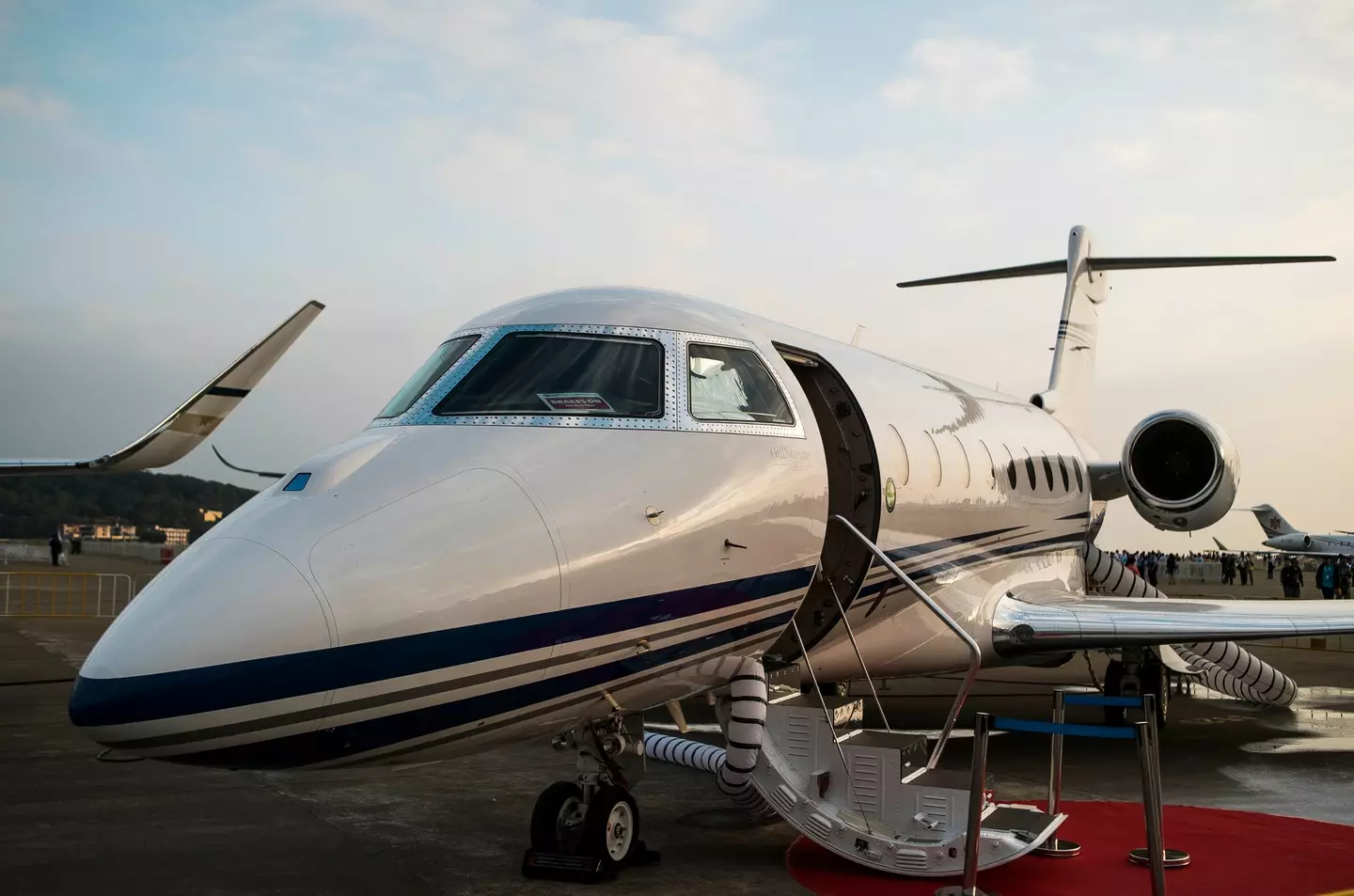 An G650ER aircraft by Gulfstream Aerospace Corporation on display at the China International Aviation & Aerospace Exhibition in 2016.