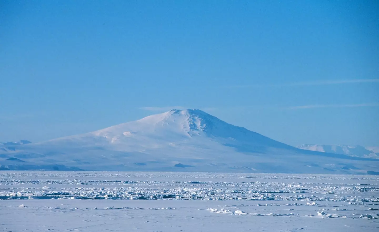 Photograph of Mount Melbourne, a Stratovolcano in Antarctica. Photographed by Giuseppe Zibordi. Dated 1990. (Photo by: Universal History Archive/Universal Images Group via Getty Images)