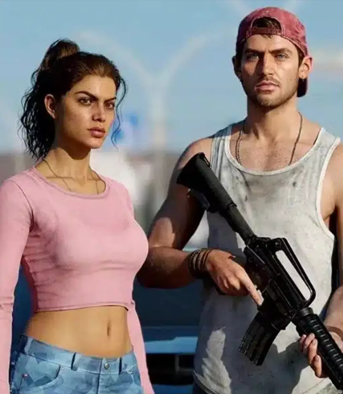 Jason and Lucia as leaked protagonists of GTA 6 / Twitter/Hossein Diba / RGR29 YouTube
