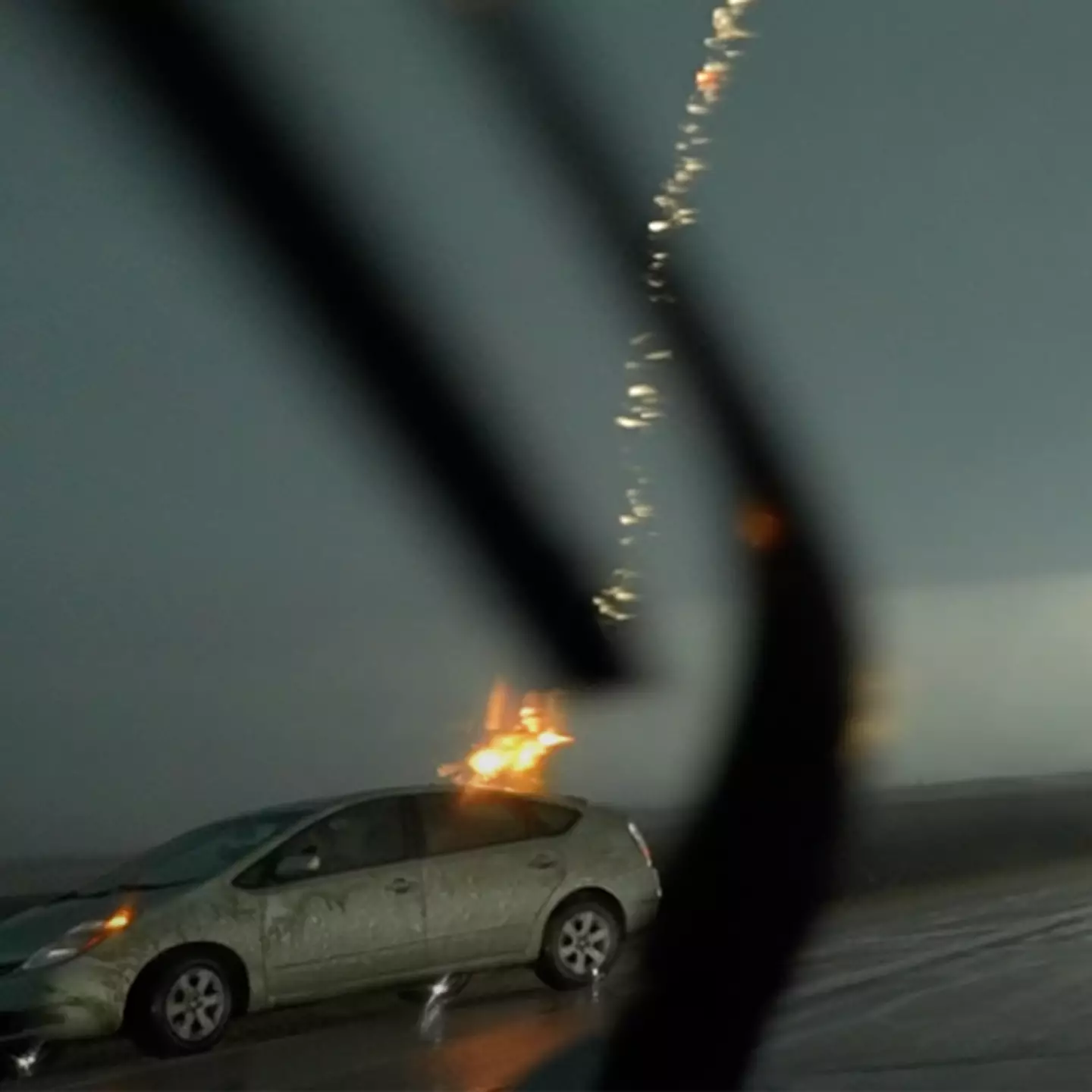 'Shocking' moment Prius gets struck by lightning leaves everyone wondering the same thing