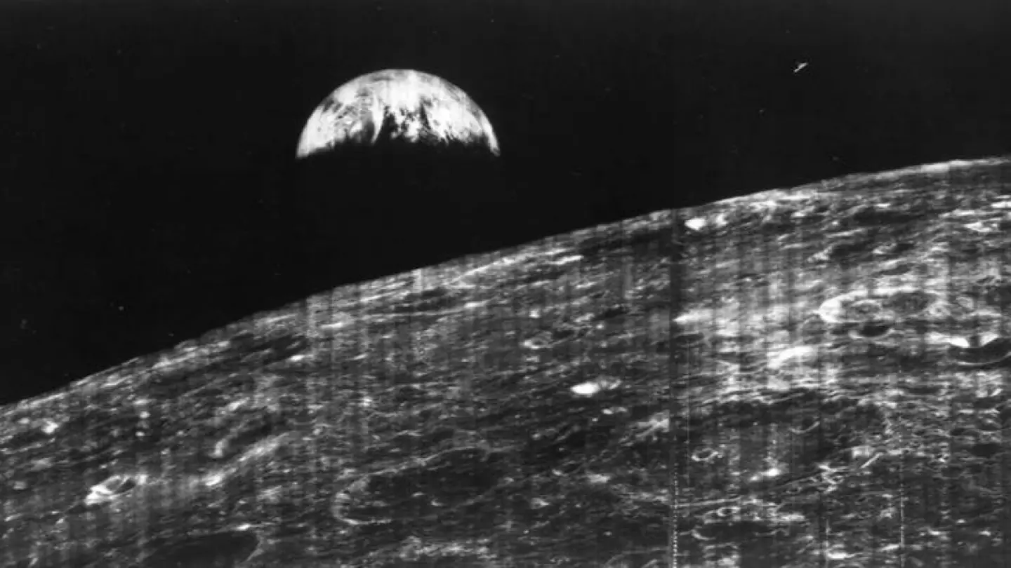 In 1966, Lunar Orbiter I sent back this image of Earth from the vicinity of the Moon. Credit / NASA