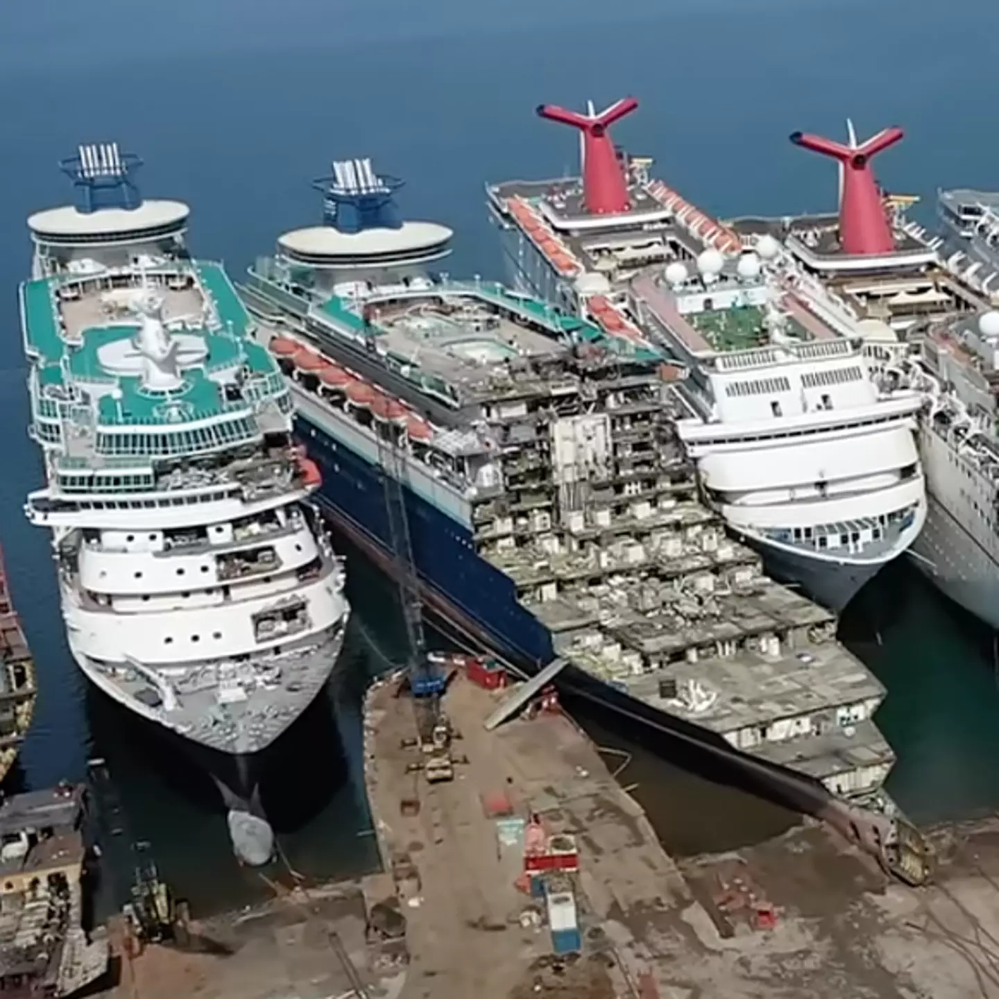 Shocking footage shows how $300,000,000 cruise ships are demolished