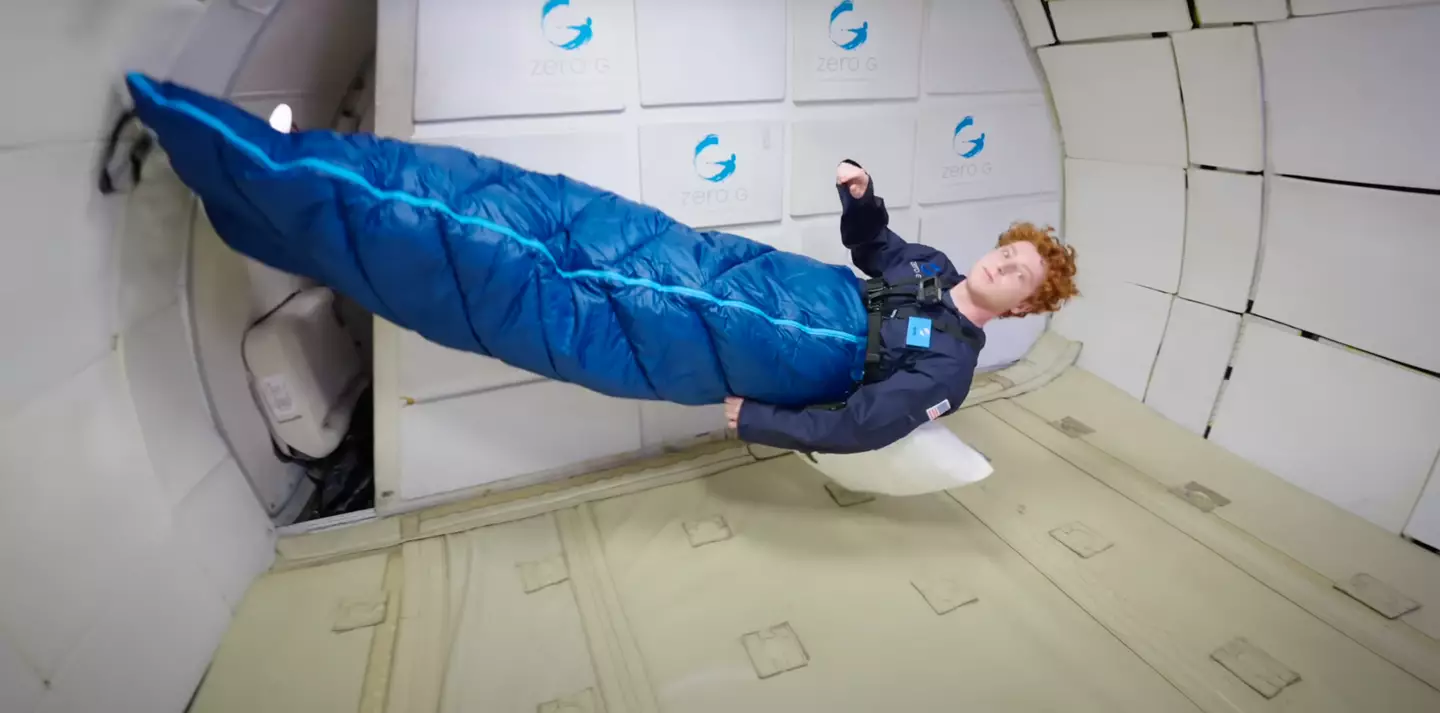 The YouTuber attempted to sleep without any gravity (YouTube/@JackGordon)