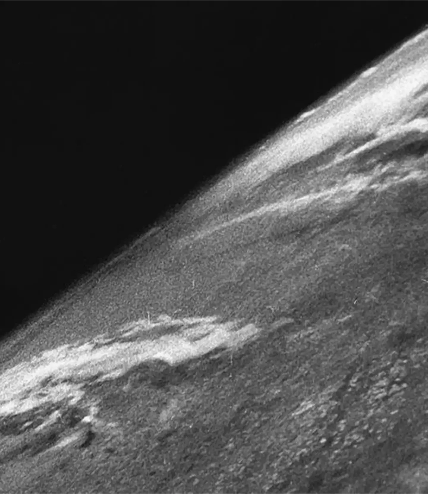 The first picture of Earth from space, taken on Oct. 24, 1946. Credit / White Sands Missile Range / Applied Physics Laboratory
