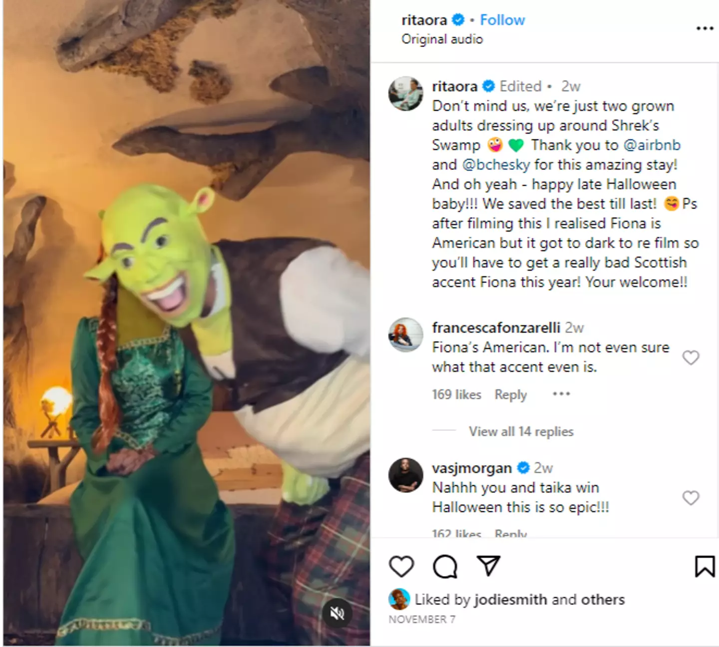 Rita Ora and Taika Waititi really got into character as Shrek and Fiona.