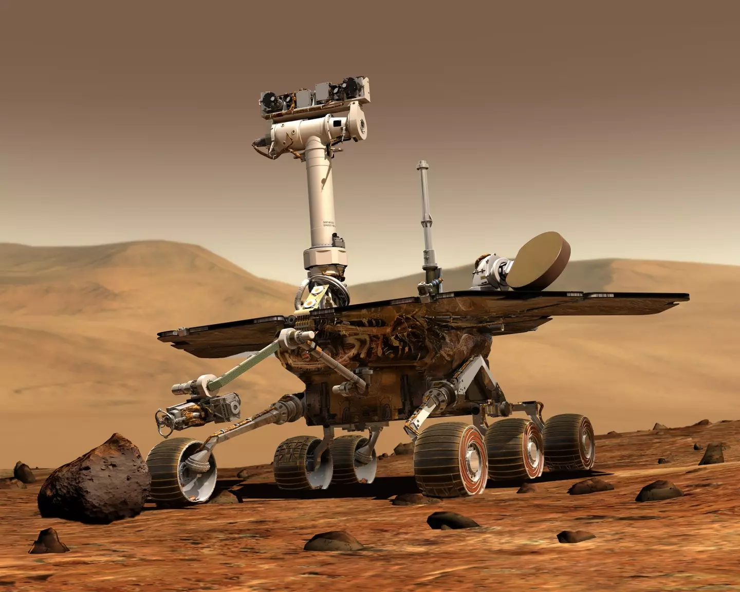A rover on Mars.
