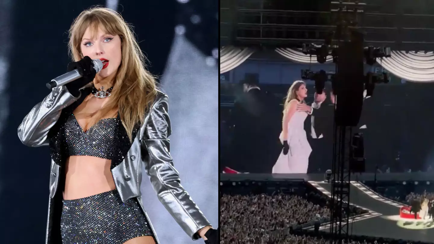 Taylor Swift fans spot Travis Kelce's reaction after outfit change during surprise appearance at Wembley show