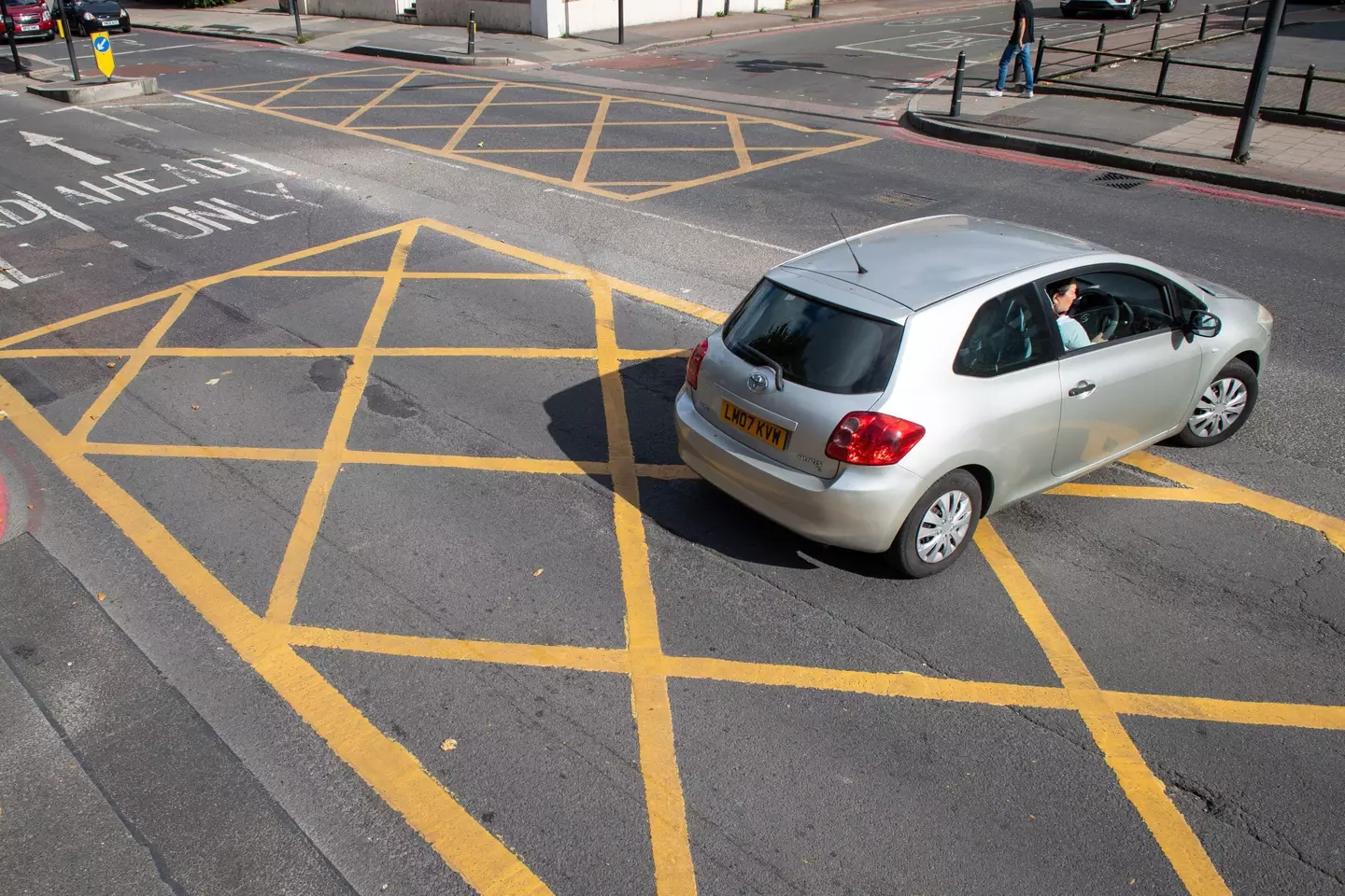 Yellow box junction in London.