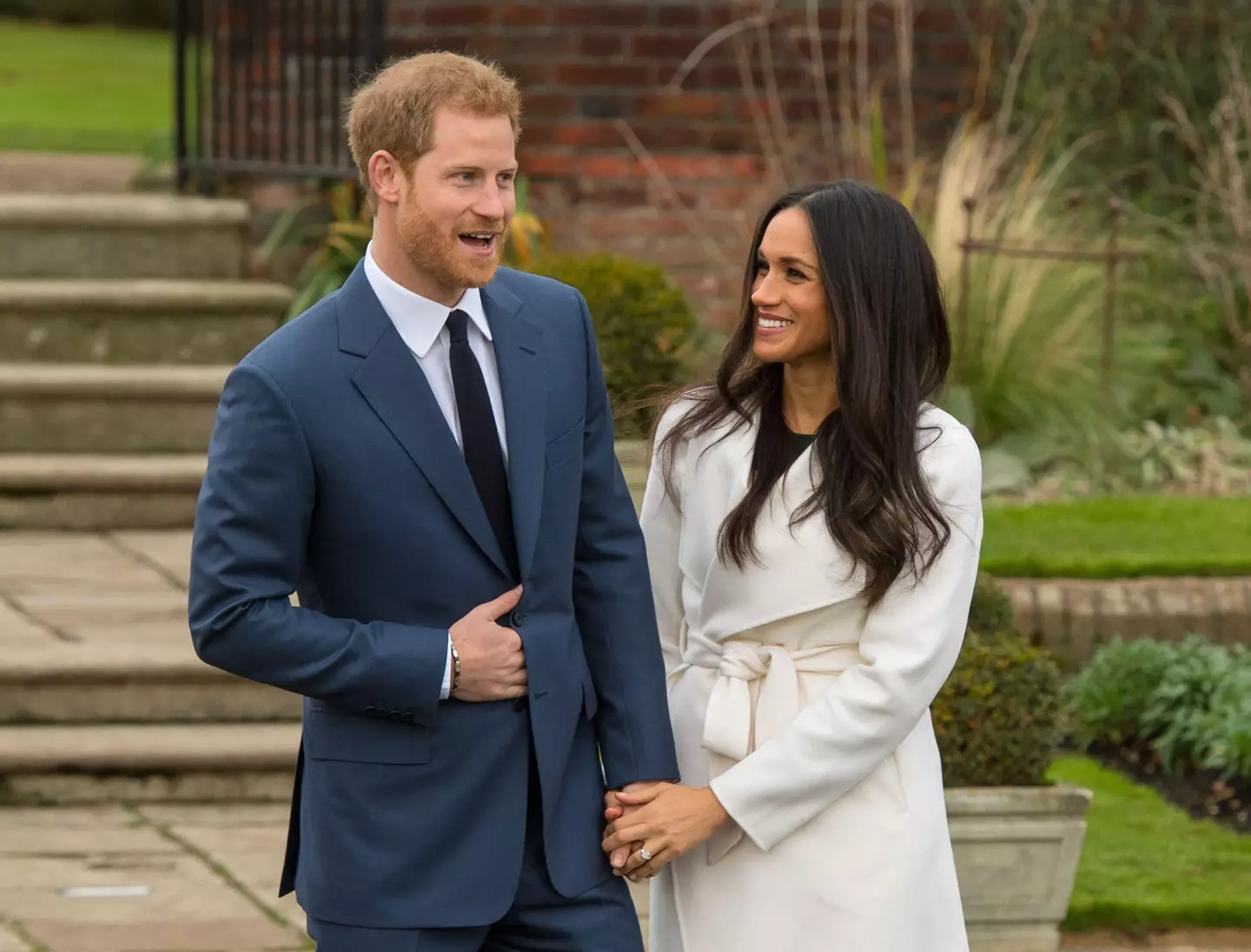 Harry and Meghan after the announcement of their engagement in 2017.
