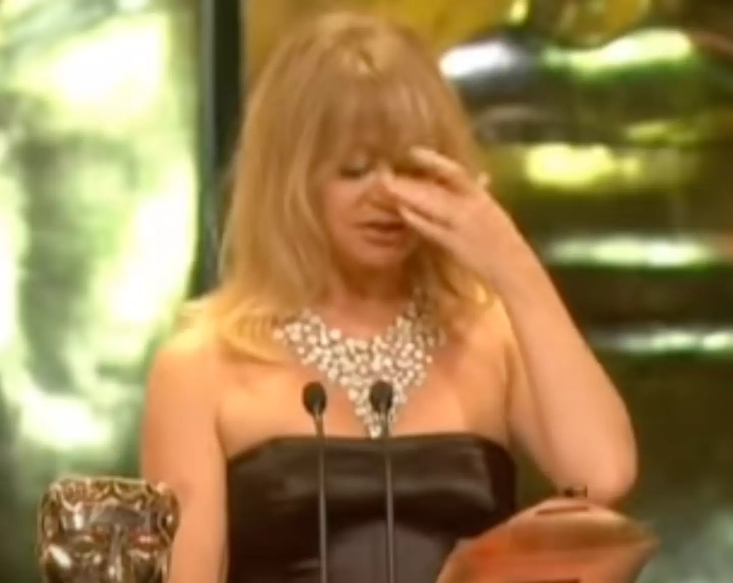 Goldie Hawn got all choked up when announcing that Heath Ledger had won the BAFTA for best supporting actor.