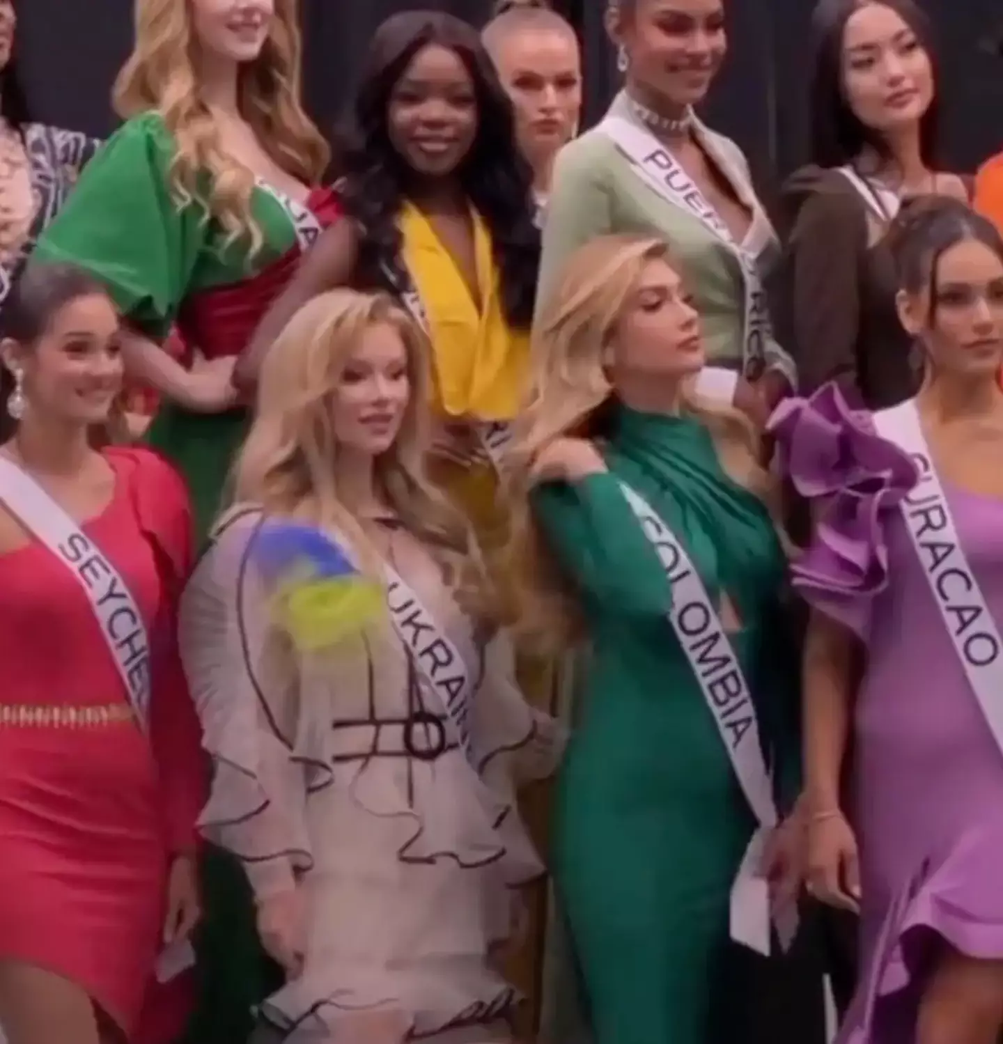 They ended up switching places with Miss Colombia.