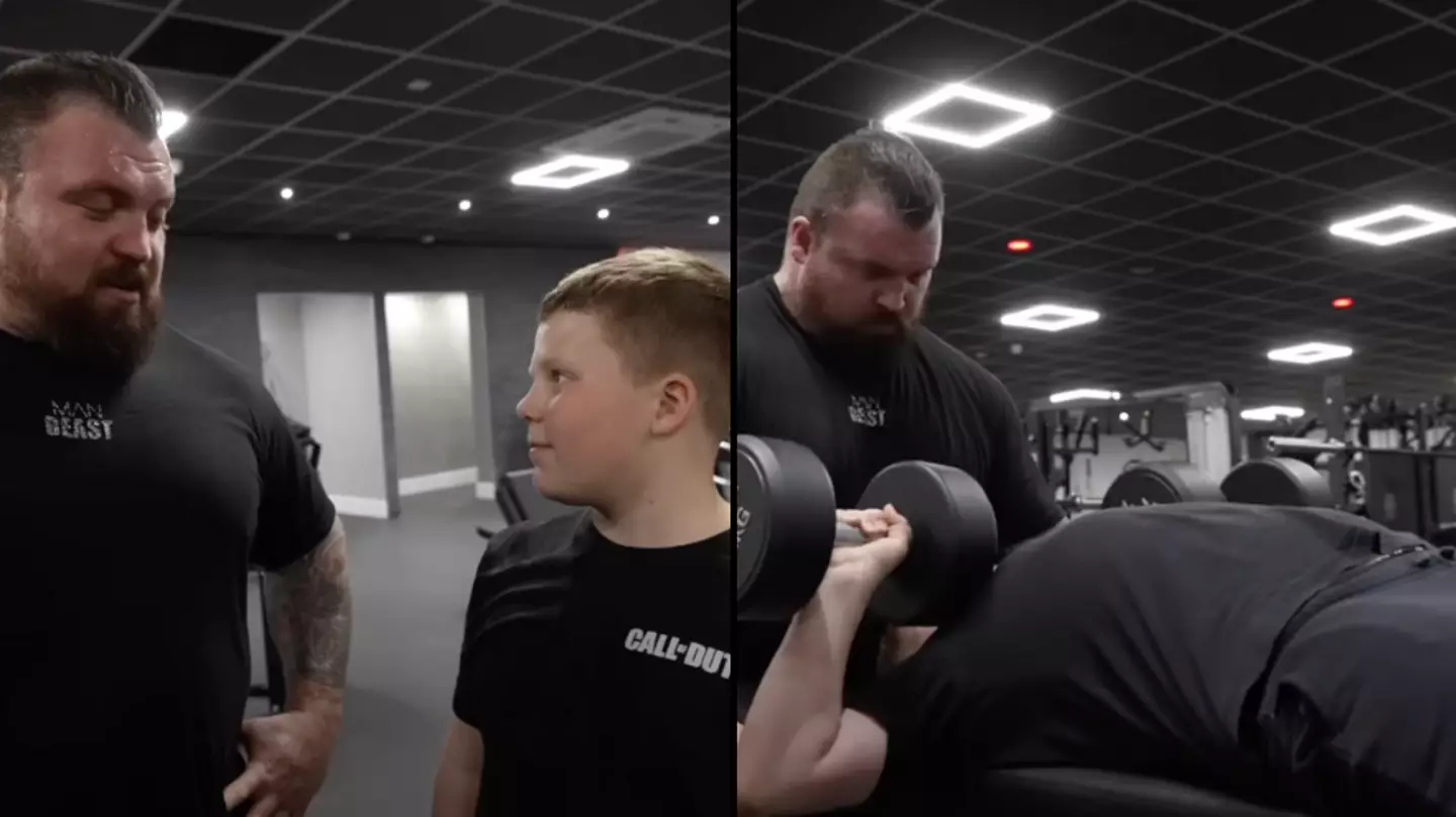 Eddie Hall's 10-year-old son is already lifting dumbbells a lot heavier than most adult beginners can lift