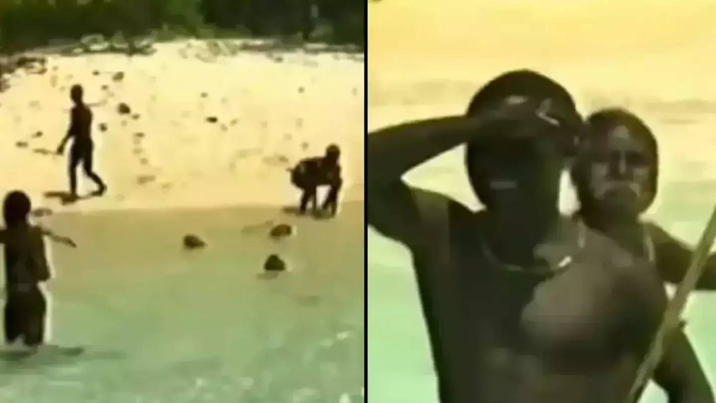 Rare footage shows how uncontacted people react outsiders on remote island where American was killed