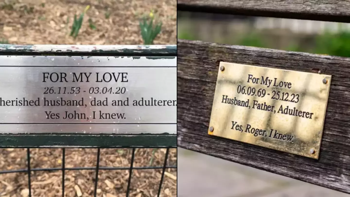 Artist claims mystery memorial plaque calling out cheating husband was stolen from his design