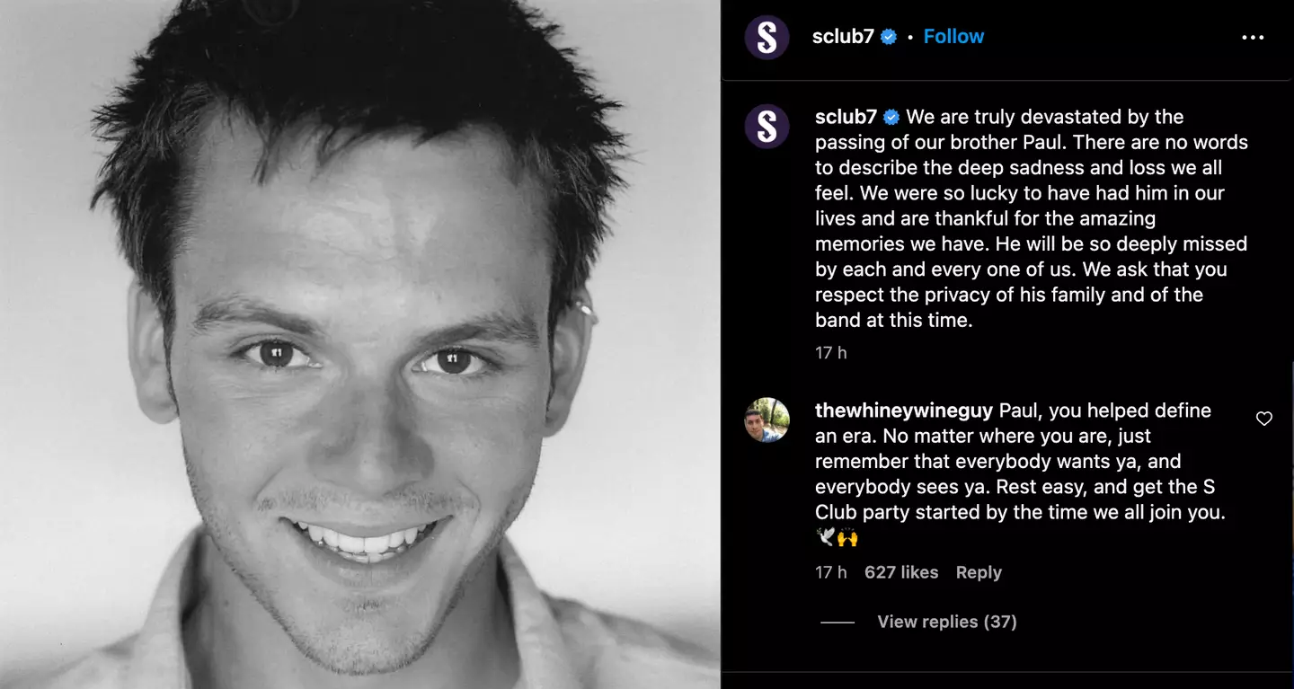 S Club 7 posted a tribute to Cattermole on Instagram.