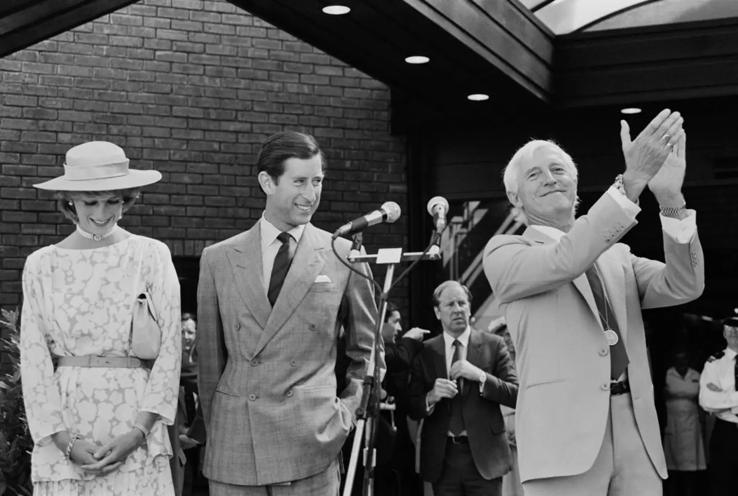 Saville, pictured with Prince Charles and Princess Diana in 1983, deceived and manipulated millions during his long-winded career. (Hilaria McCarthy/Daily Express/Hulton Archive/Getty Images)