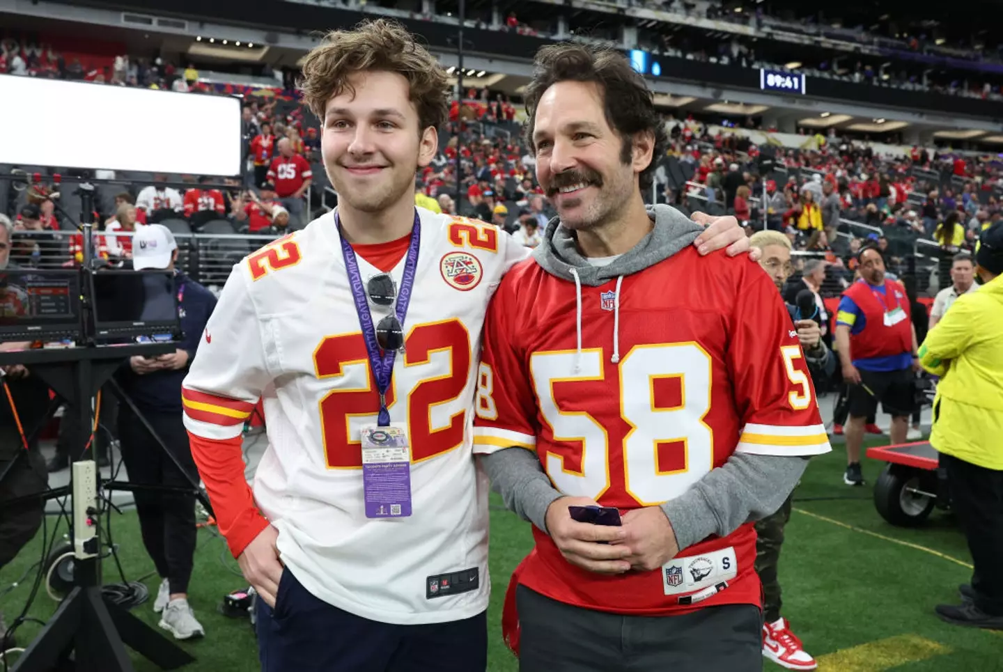 Paul Rudd was joined by his son Jack at the Super Bowl.