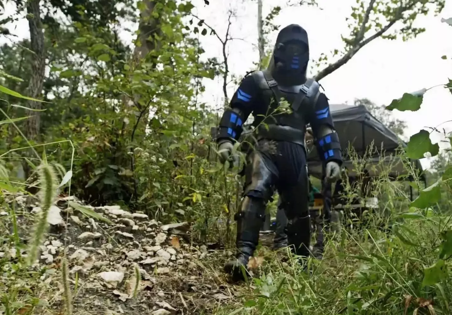 He wore a custom-made carbon fibre suit to protect himself (Discovery Channel)