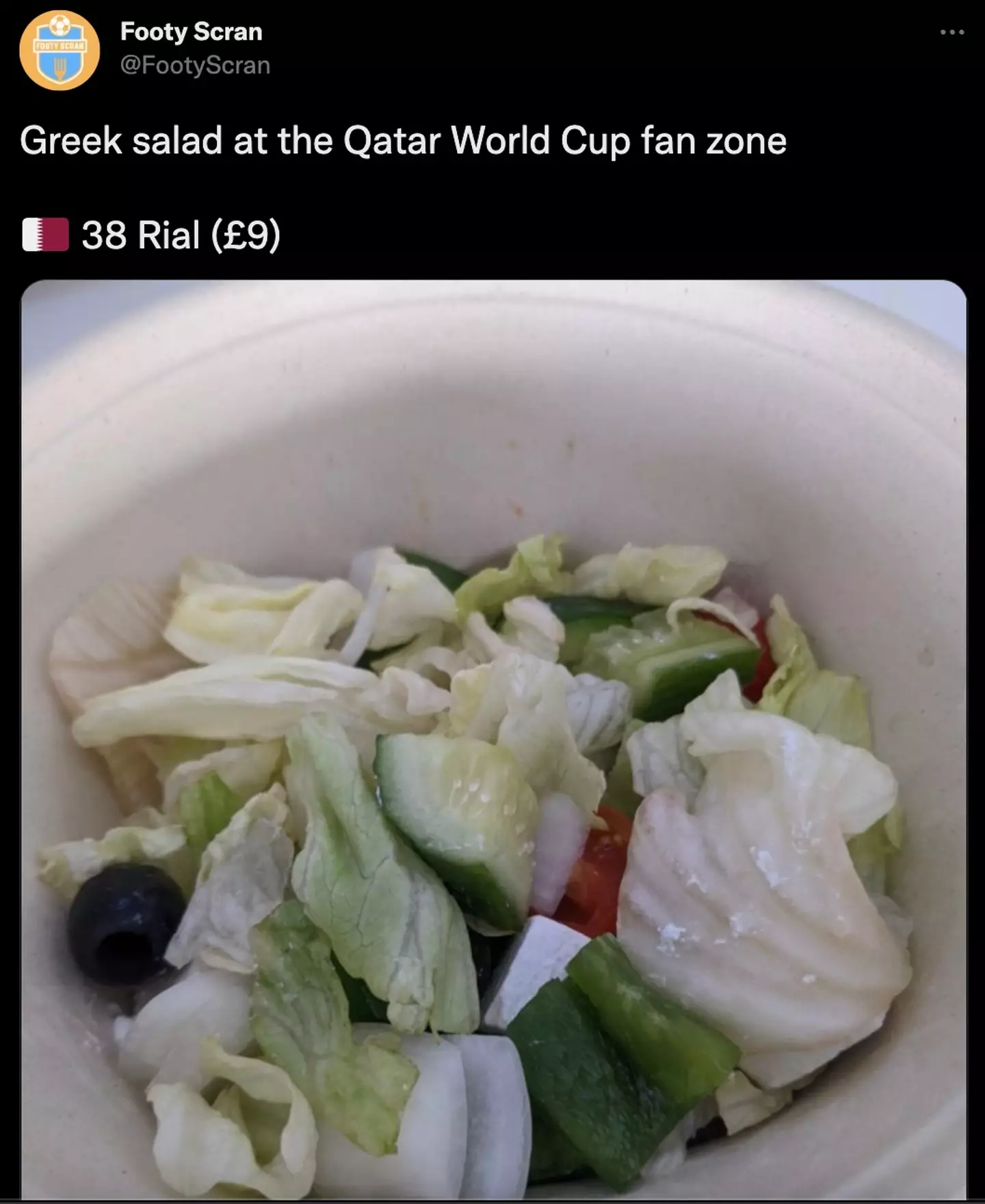 This less-than-appealing 'Greek' salad will cost fans £9.