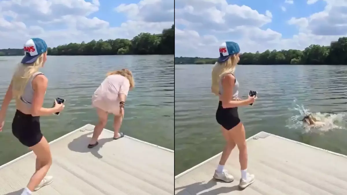 Influencer 'pays woman who can’t swim £15' to jump in lake and walks off laughing as she asks for help