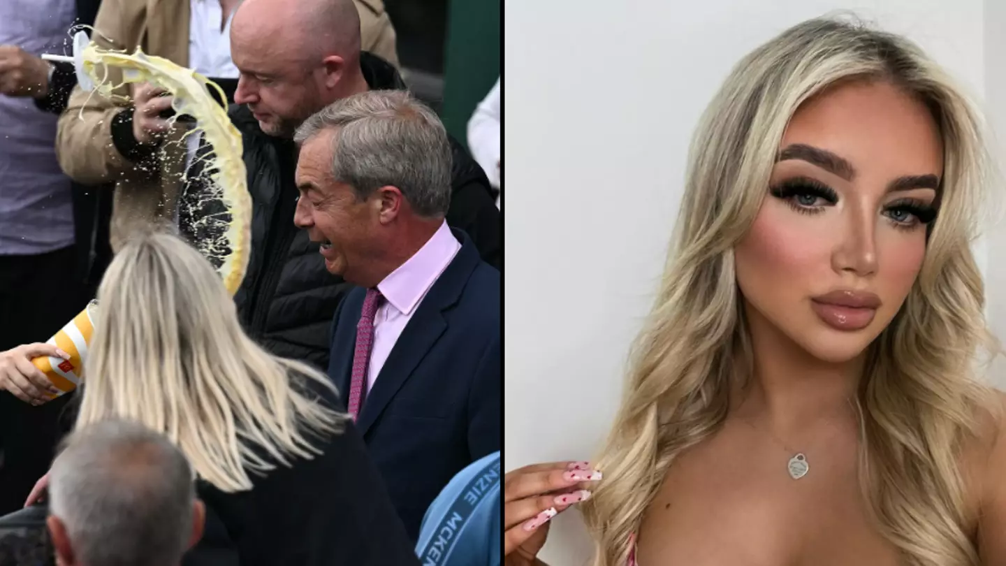 Woman arrested for throwing milkshake at Nigel Farage identified as OnlyFans model