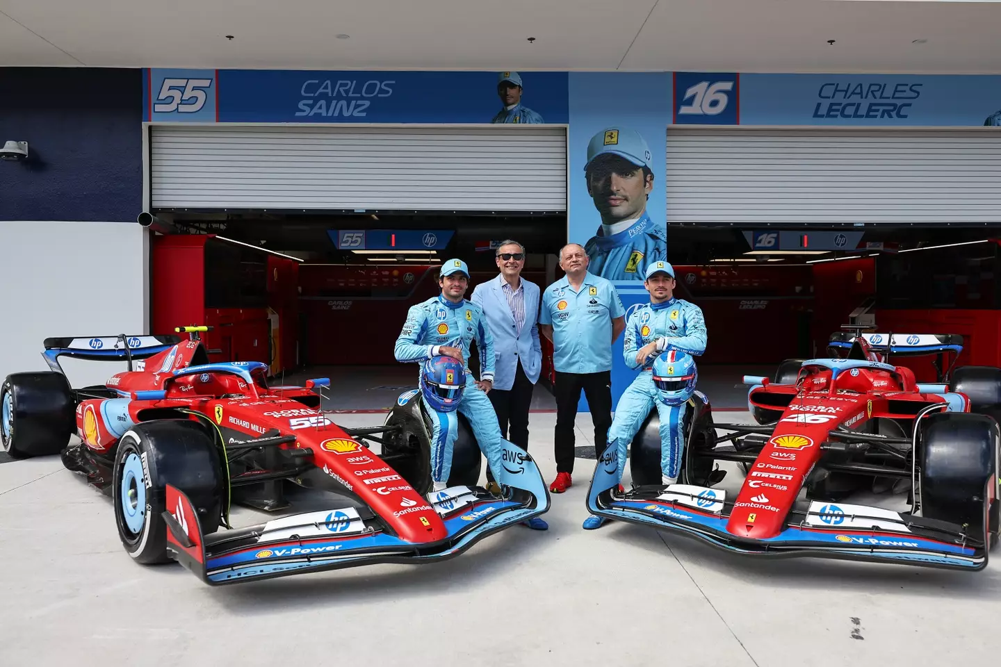 Ferrari are in blue this weekend. (Qian Jun/MB Media/Getty Images)