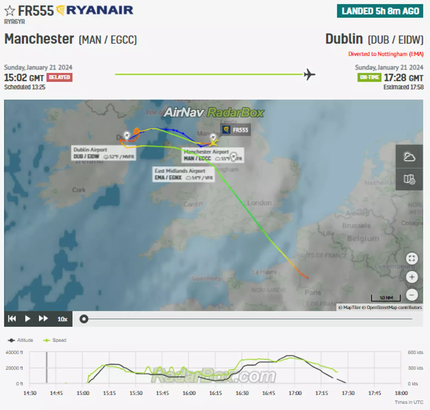 As Storm Isha batters the UK with 90mph winds in places, it seems that the plane was unable to land safely in Dublin.