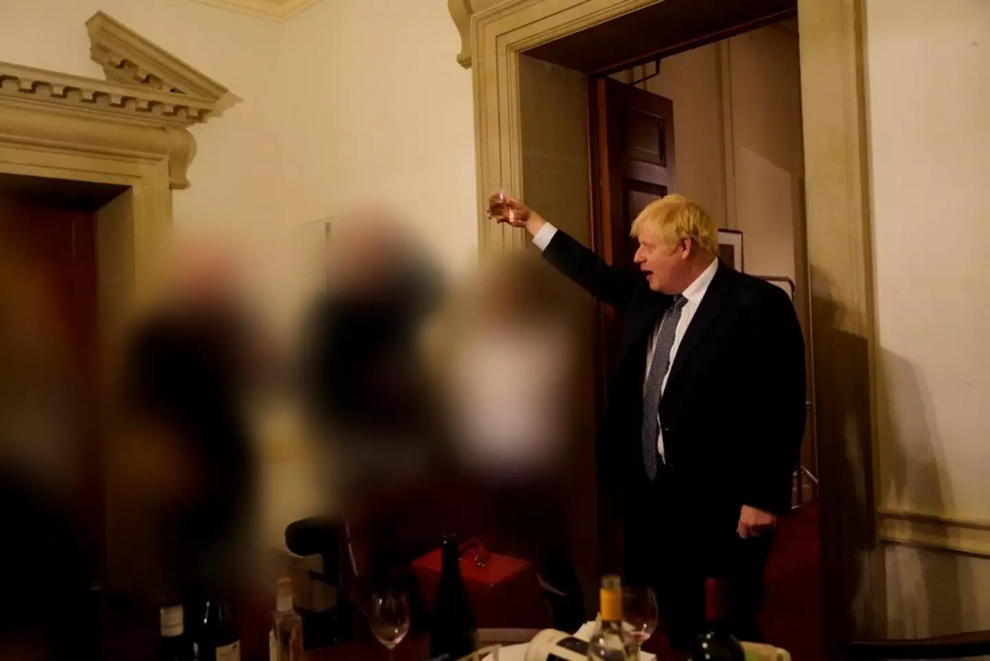 The Prime Minister drinking at a leaving party for a special advisor on 13 November 2020.