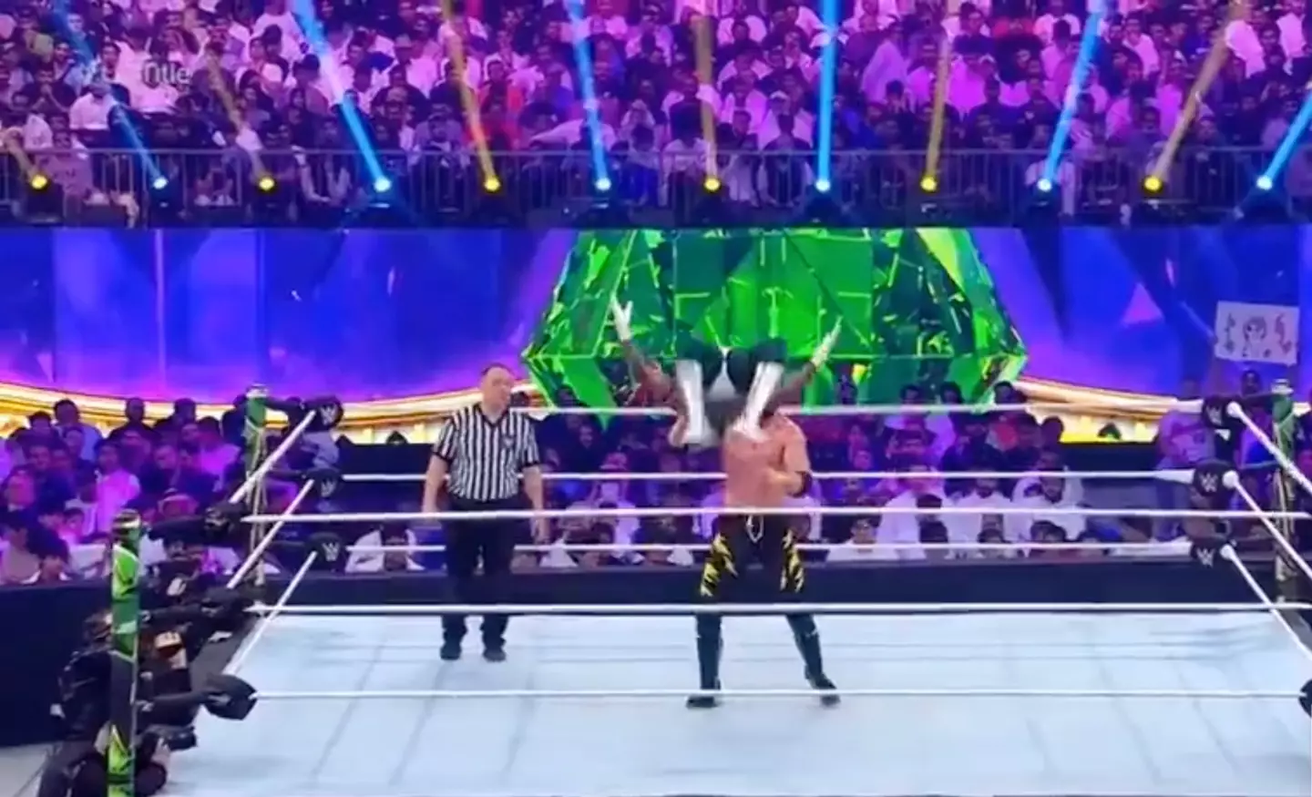 Rey Mysterio seemed to miscalculate his flip on Saturday.